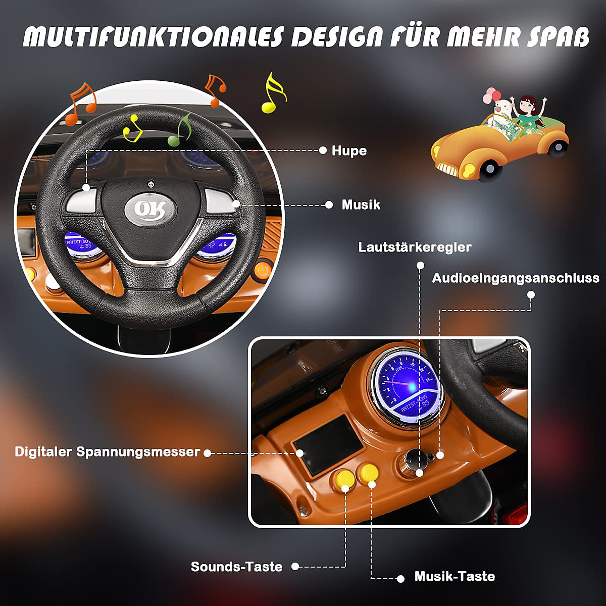 Jeep elétrico com caixa de armazenamento e controle remoto, preto