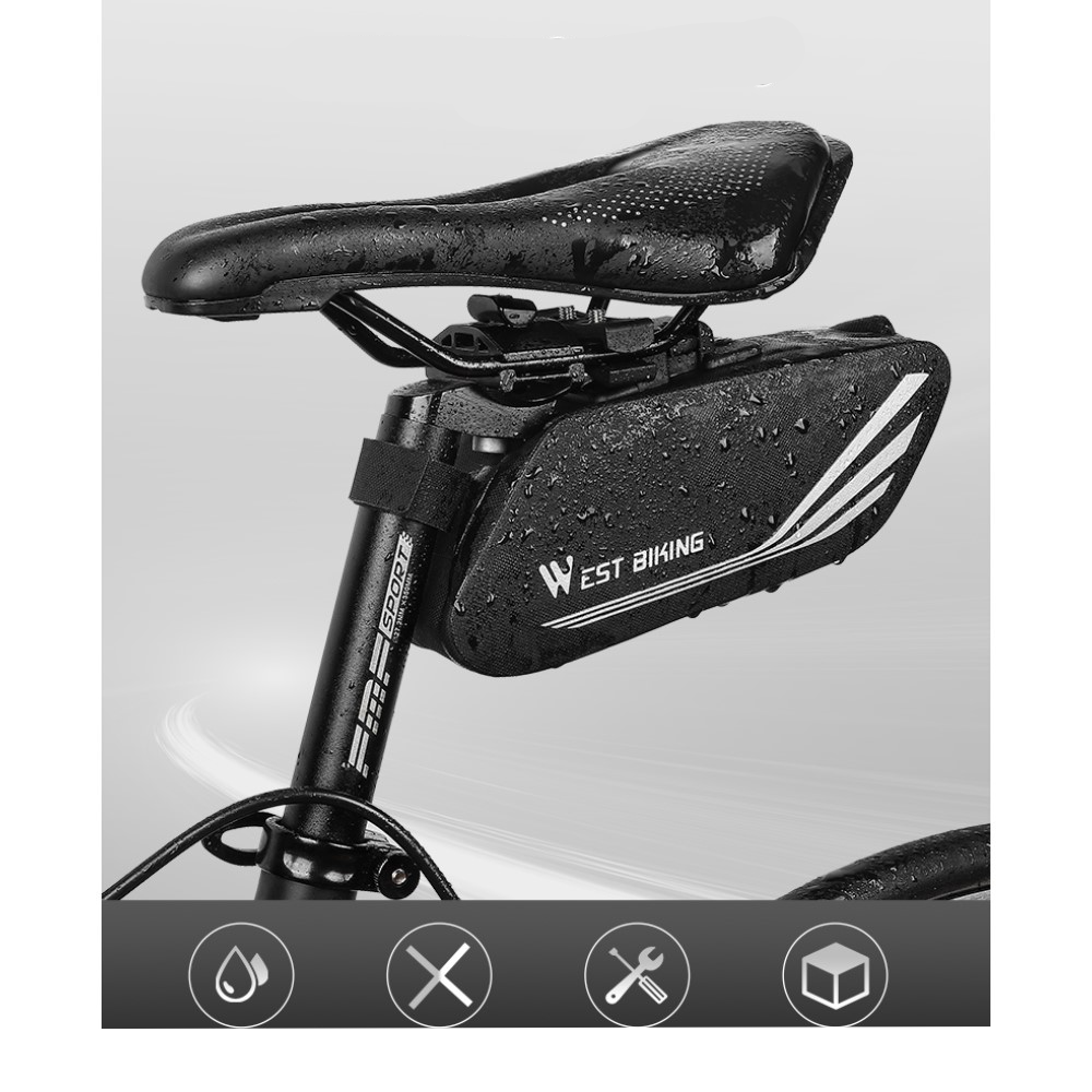 (1L) Wasserabweisende Universal Gravel Bike Satteltasche für das Fahrrad Velo - Schwarz