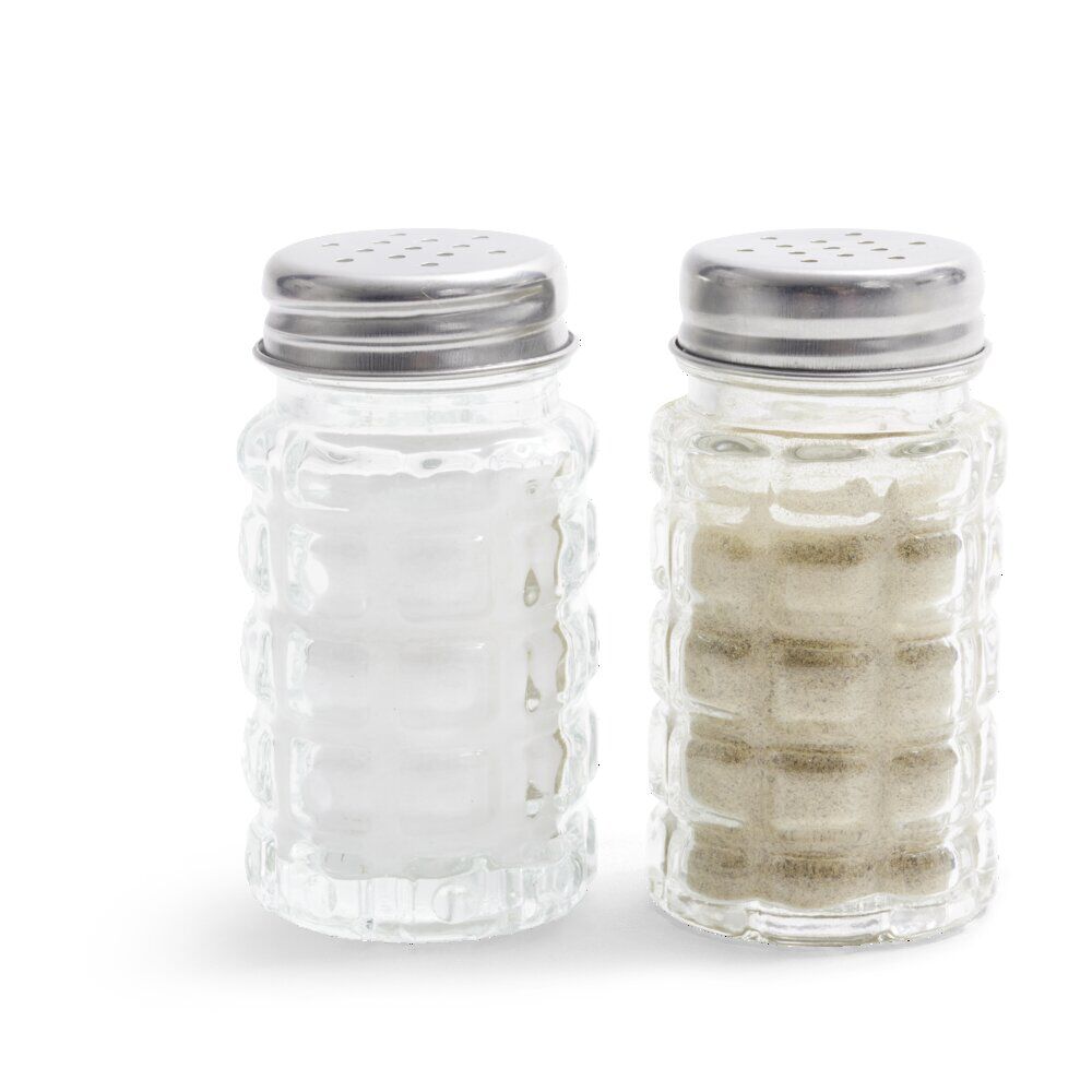 Salière et poivrière de table en verre et inox 50ml