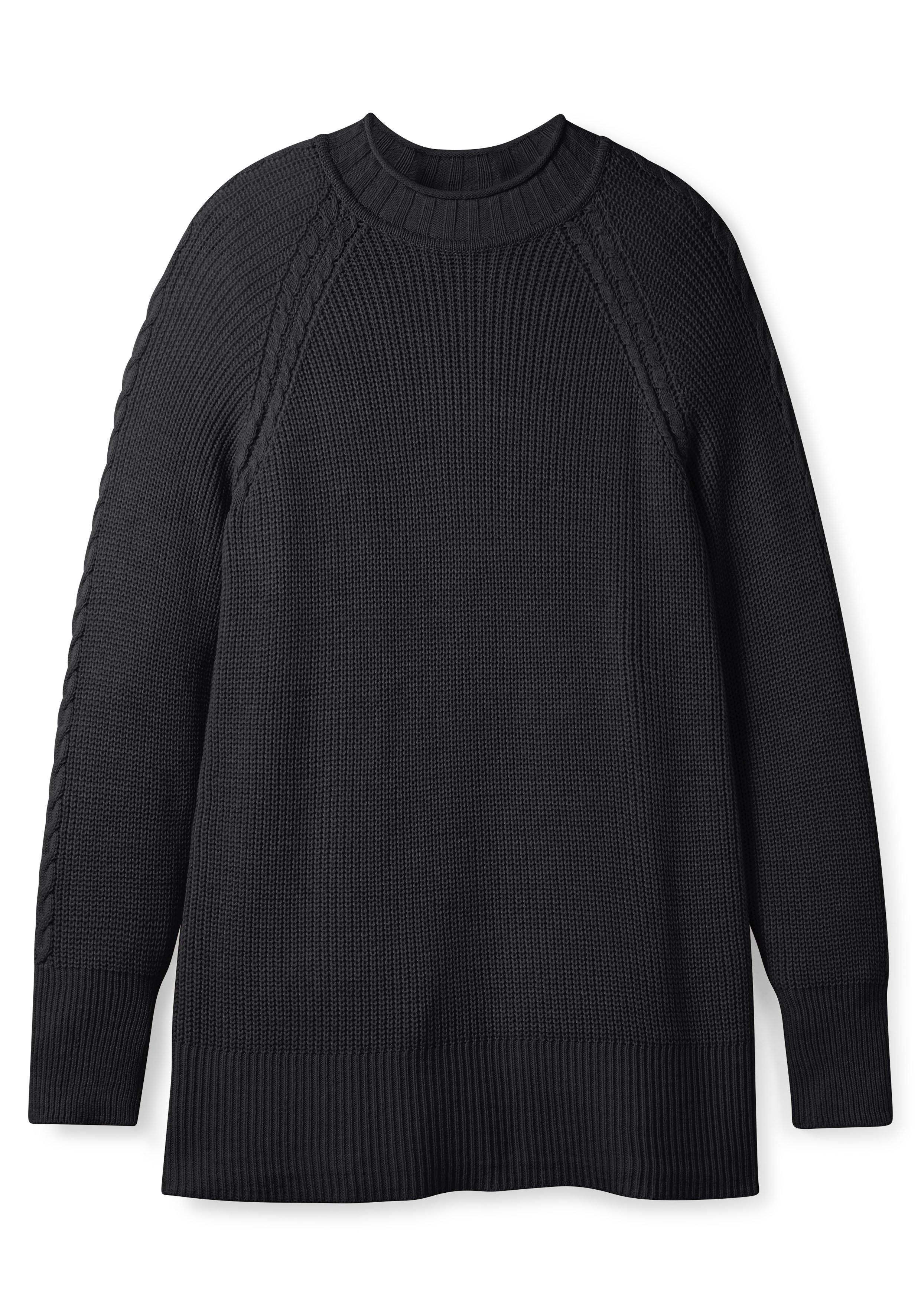 Strickpullover mit Zopfmuster am Raglanärmel
