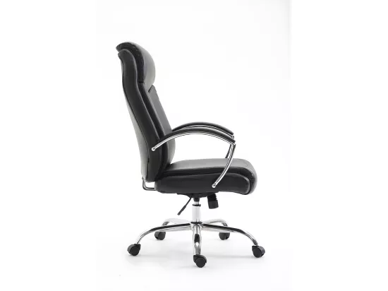 Chaise de bureau - Similicuir & Métal chromé - Noir - XL Vaud