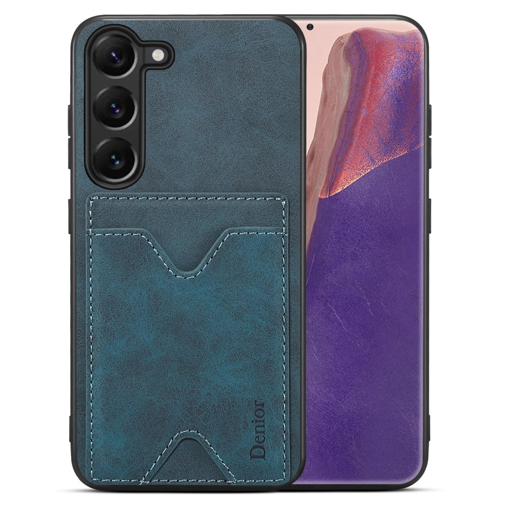 Samsung Galaxy S24 Hybrid Leder Hülle mit Magnetischem Kartenfach   Kickstand Aufsteller - Blau