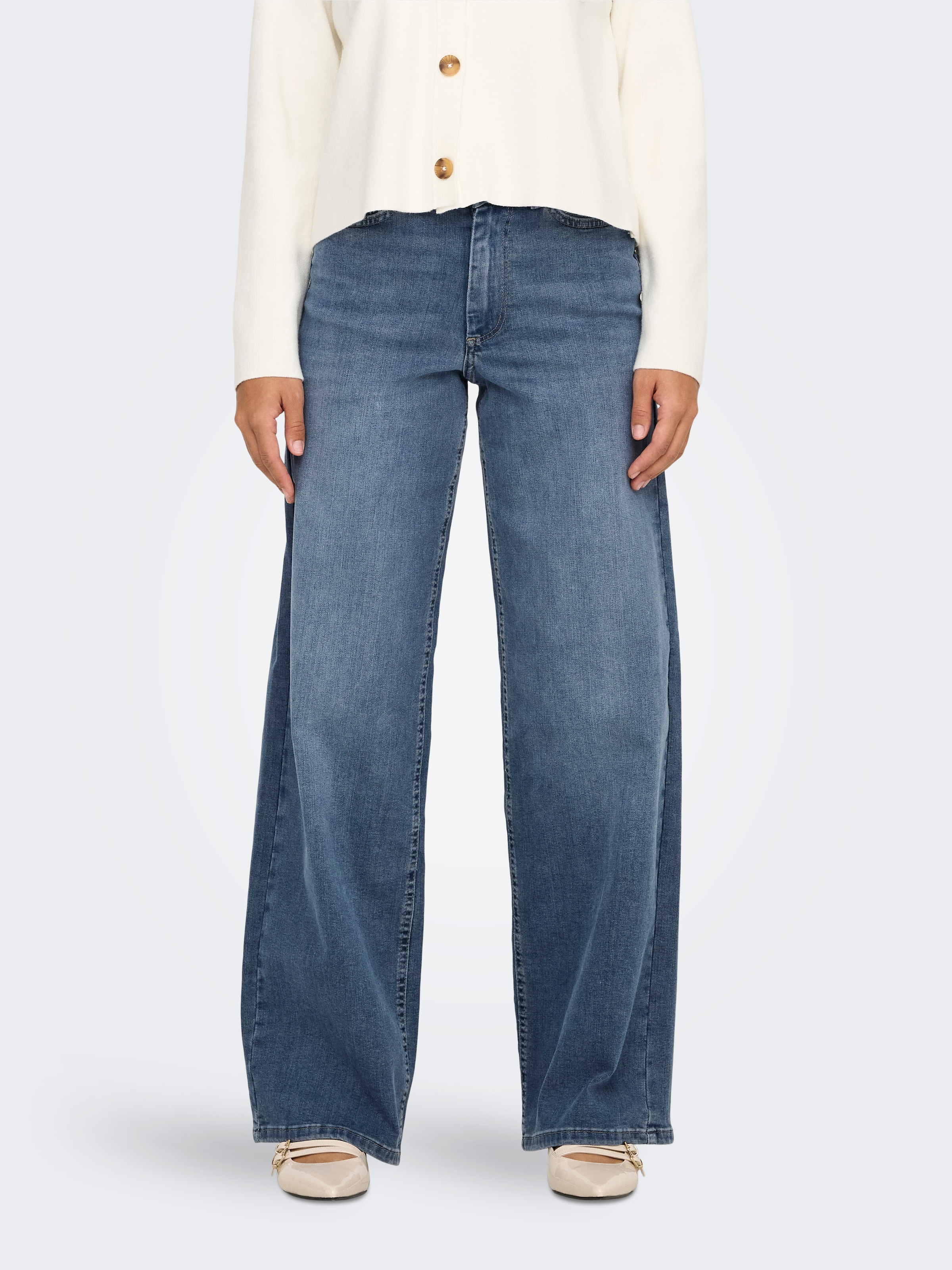 ONLY High-waist-Jeans »ONLMADISON – High-Waist-Jeans mit modischen Abriebeffekten«, Abriebeffekte, casual, weit, Denim