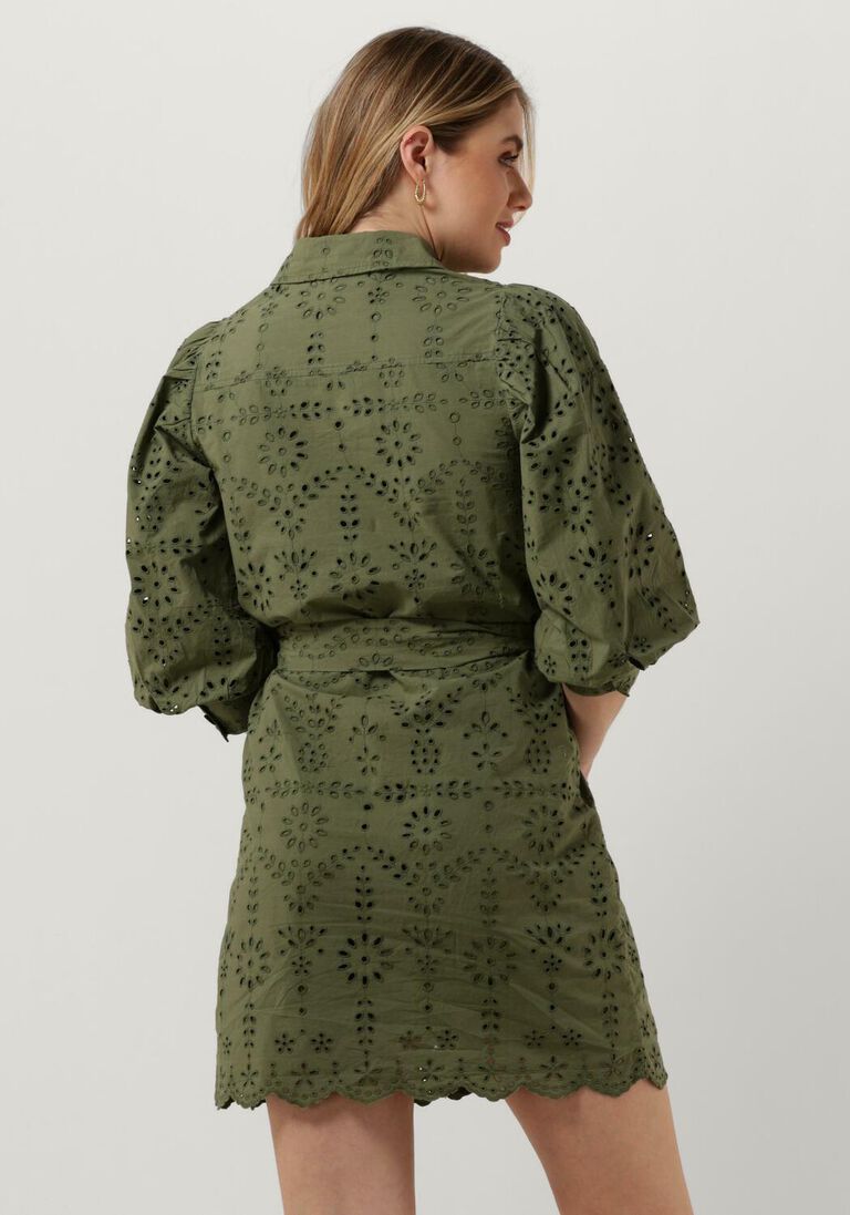 SCOTCH & SODA olijf scotch & soda mini jurk puff sleeve cotton midi dress