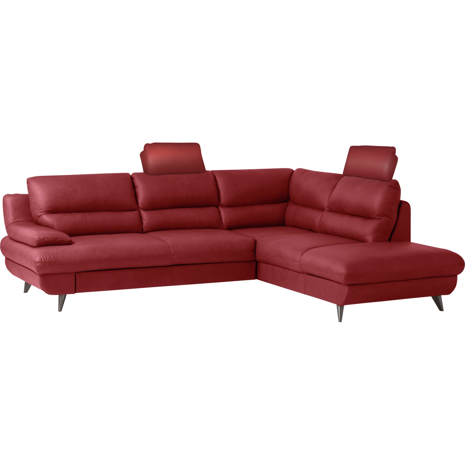 Ecksofa Pike Leder, Ottomane rechts rot