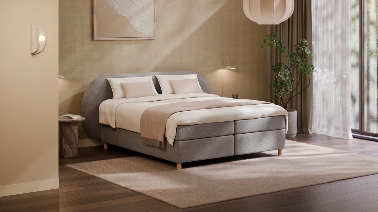 Boxspring Flow - Wool look light grey