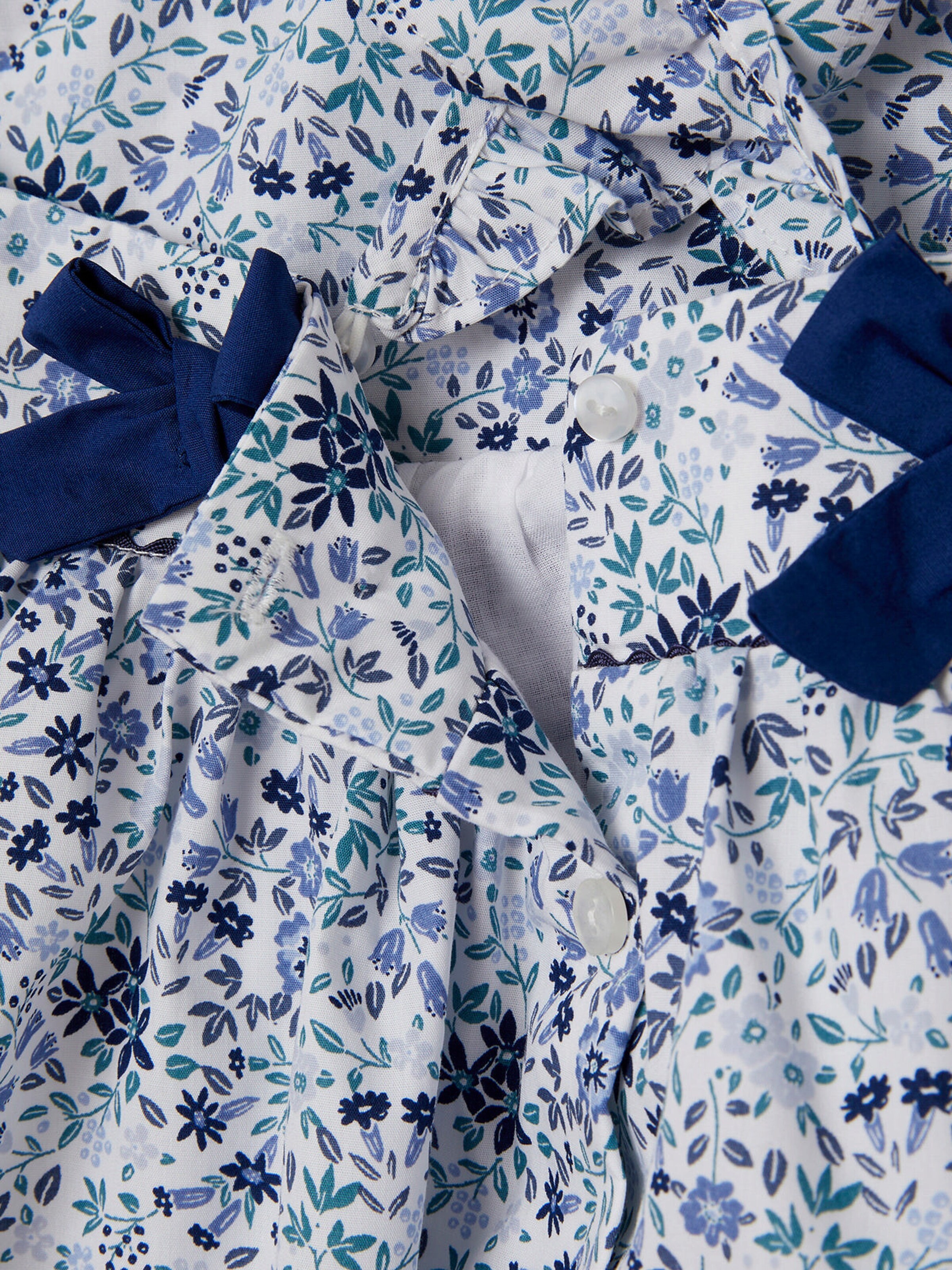 Vertbaudet Festliches Baby Kleid, Blumenmuster weiß/blau geblümt
