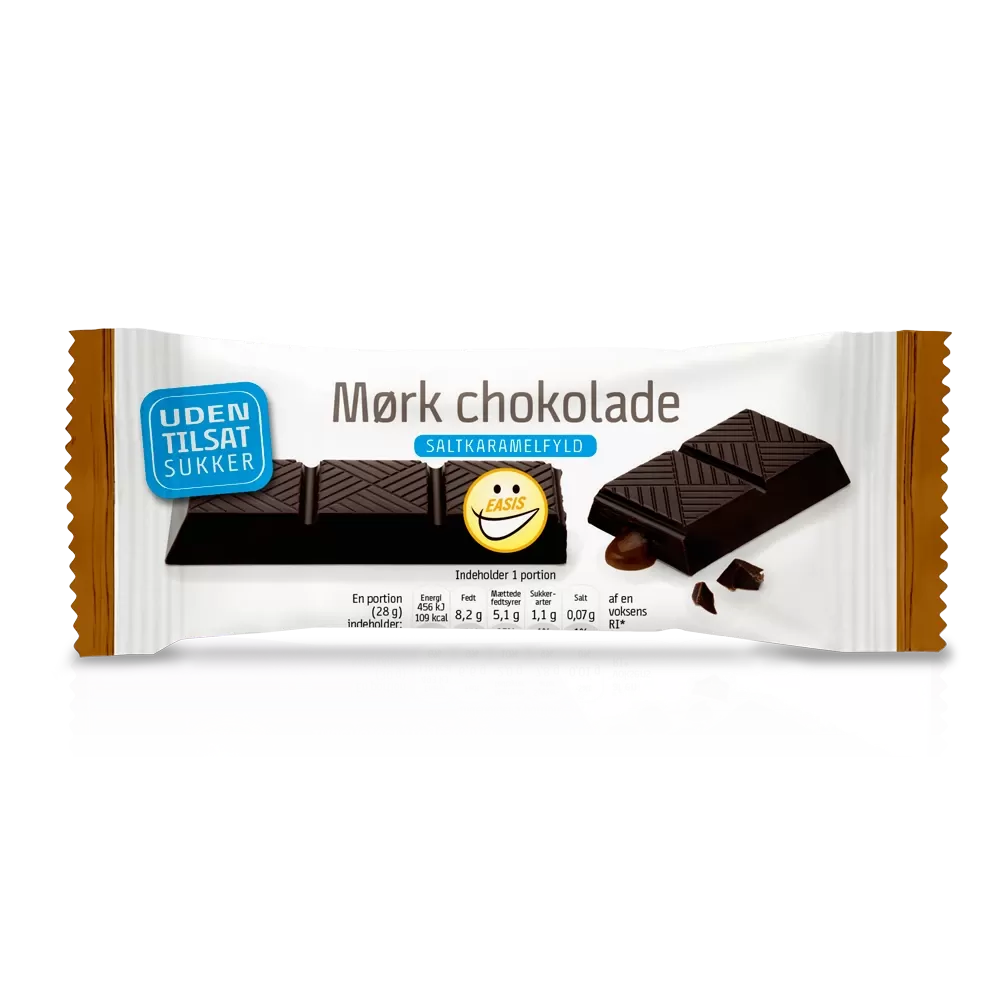 Easis Mørk Chokoladebar med saltkaramelfyld - 28 g