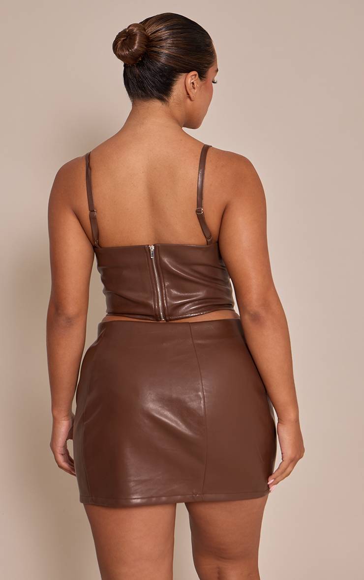 Chocolat Corset En Synthétiquecuir Sculptant