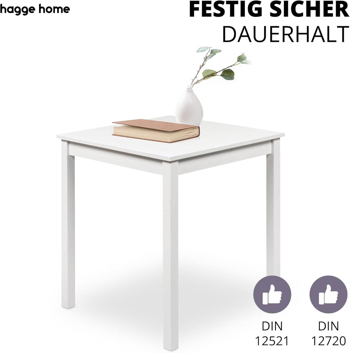 Skandinavisch Holz Tisch 68x68 Esstisch Küchentisch Schreibtisch Esszimmertisch Desk Homeoffice Kinderzimmertisch Esszimmertische Esstische Wohnzimmertisch Arbeitszimmertisch Klein Weiß