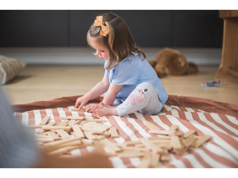 Play&Go Spielzeugtasche Stripes brown 2-in-1 Spielzeugsack und Spielteppich