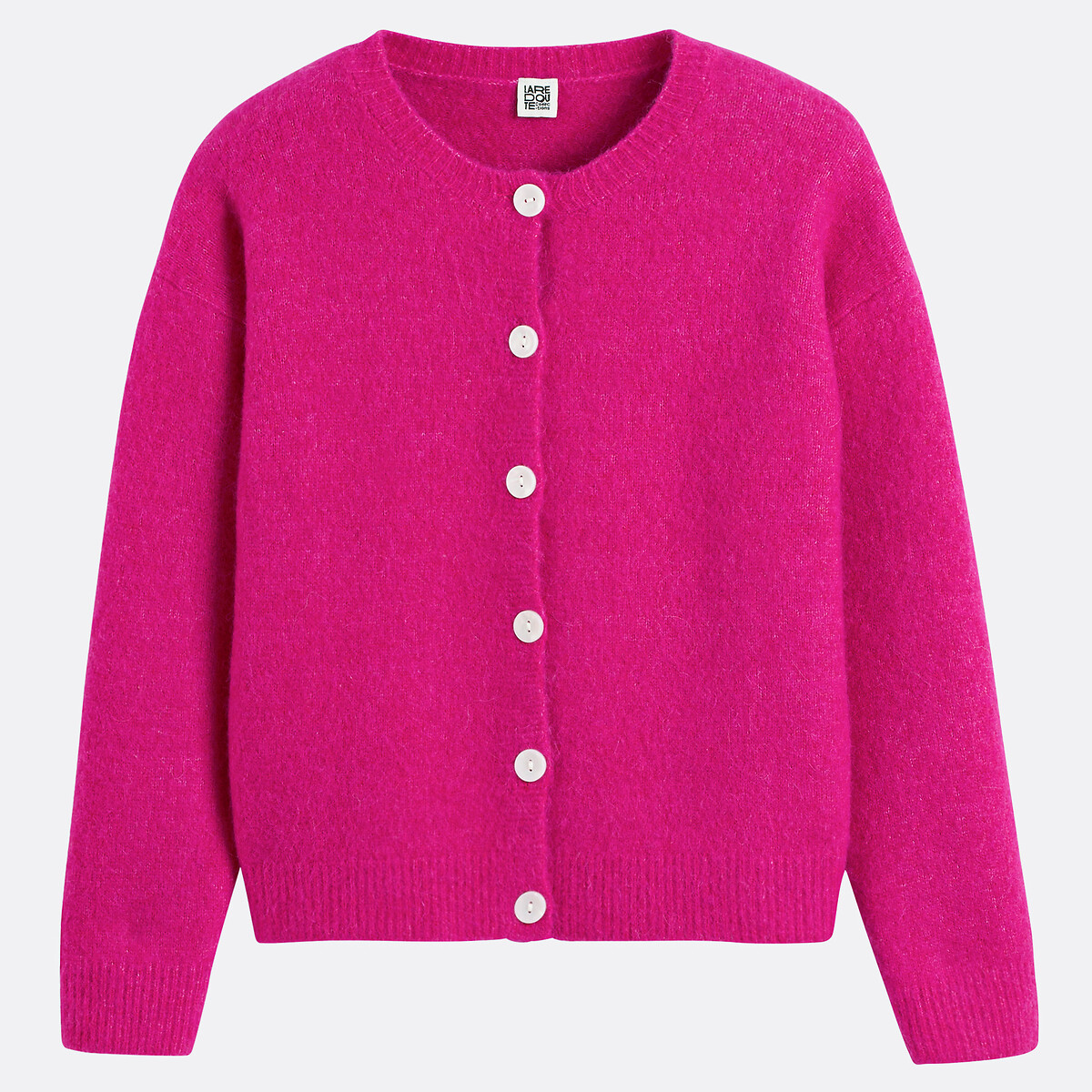 COLEÇÕES LA REDOUTE<br>Cardigã de gola redonda, malha de lã mista