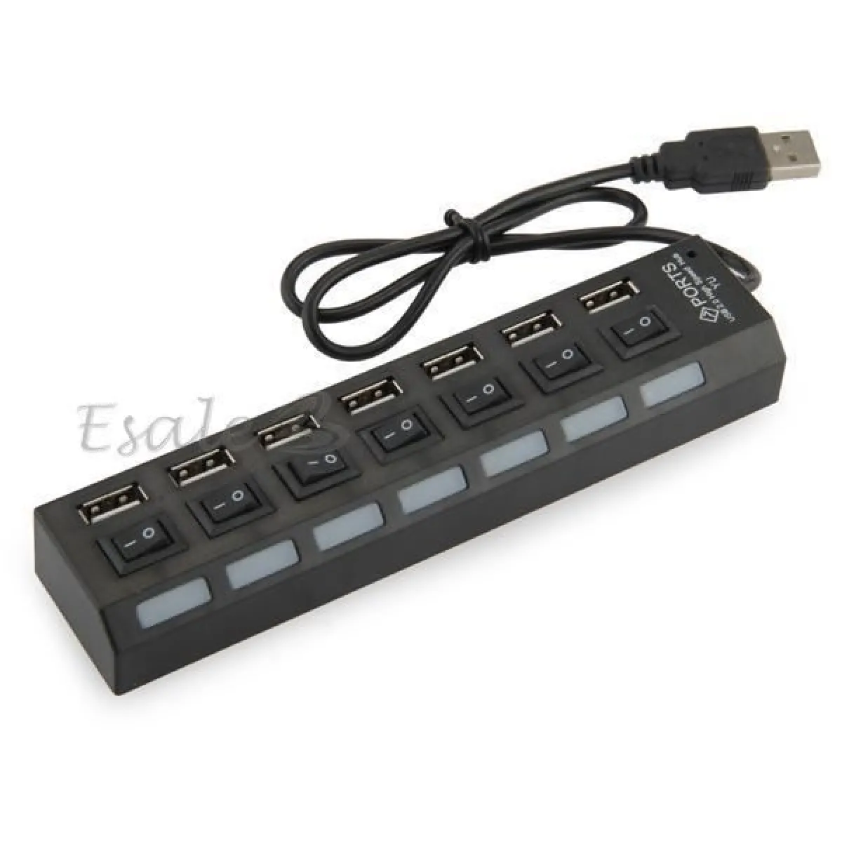 7 Ports USB2.0 HUB Adapter - Noir