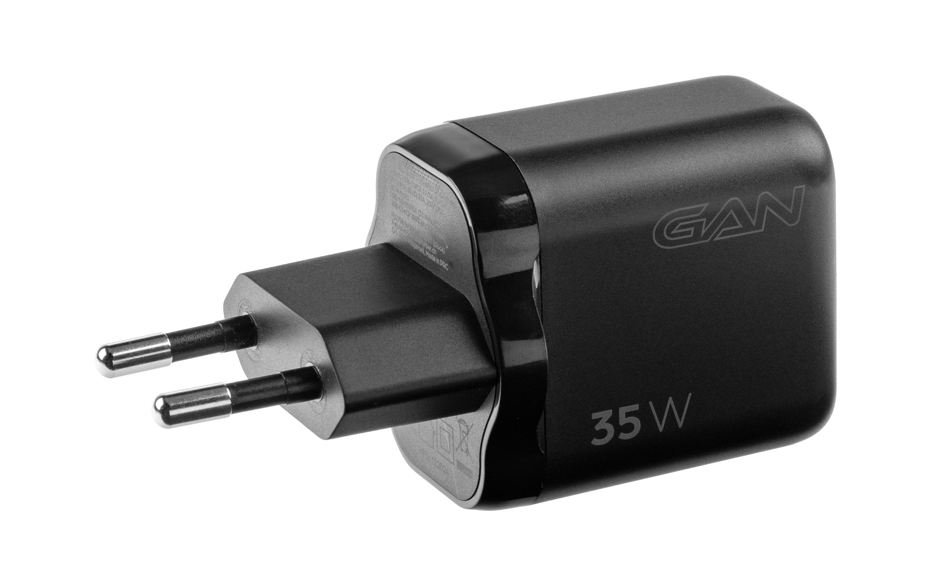 USB-Wandladegerät Dual 2C 35 W GaN SchwarzLadeadapter mit zwei USB-C-Ports