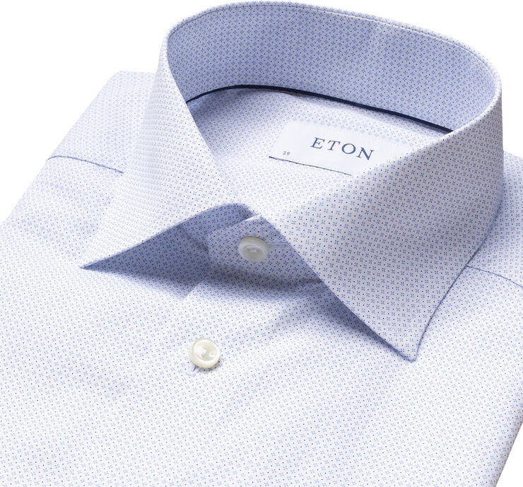 ETON Light Blue Micro Print Shirt - Contemporary Fit Lyseblå