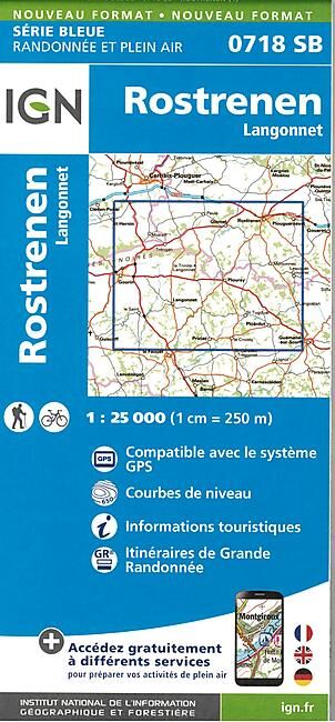 IGN - 0718 SB ROSTRENEN LANGONNET 1 25 000