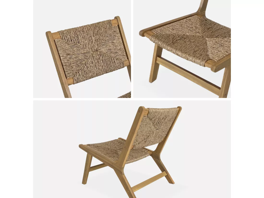 Fauteuil relax de jardin en bois et résine effet paille. intérieur / extérieur