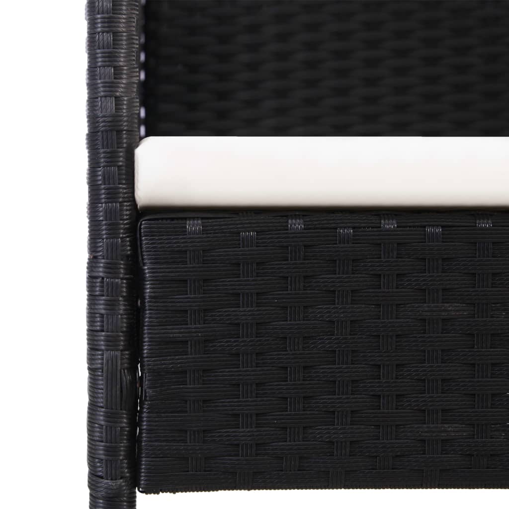 Mobilier à dîner salon de jardin et coussins 5 pièces noir résine tressée