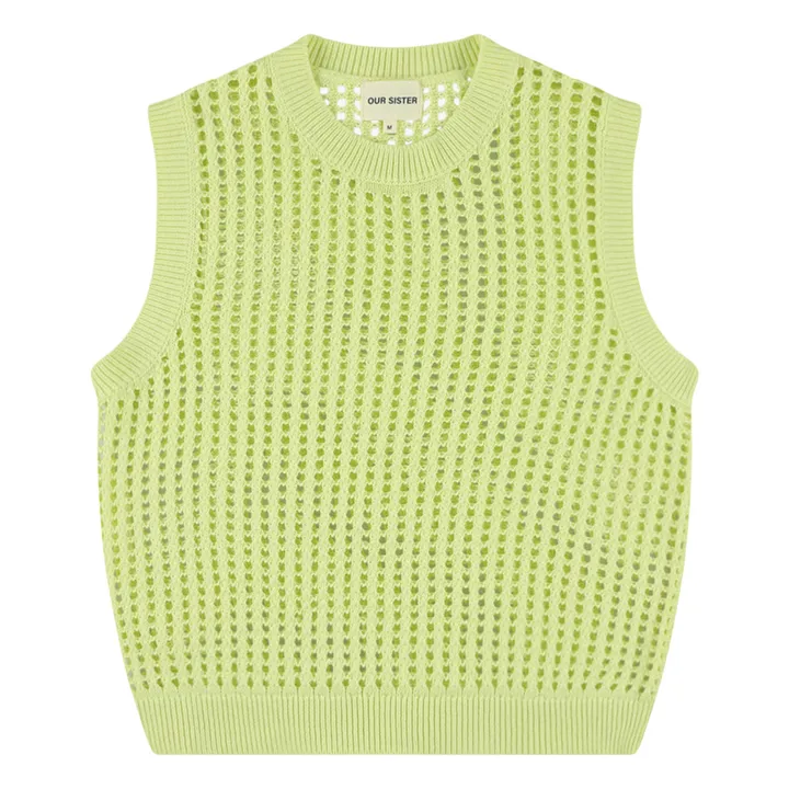 Our Sister Pull Sans Manches Margaret Lin et Coton | Vert anis