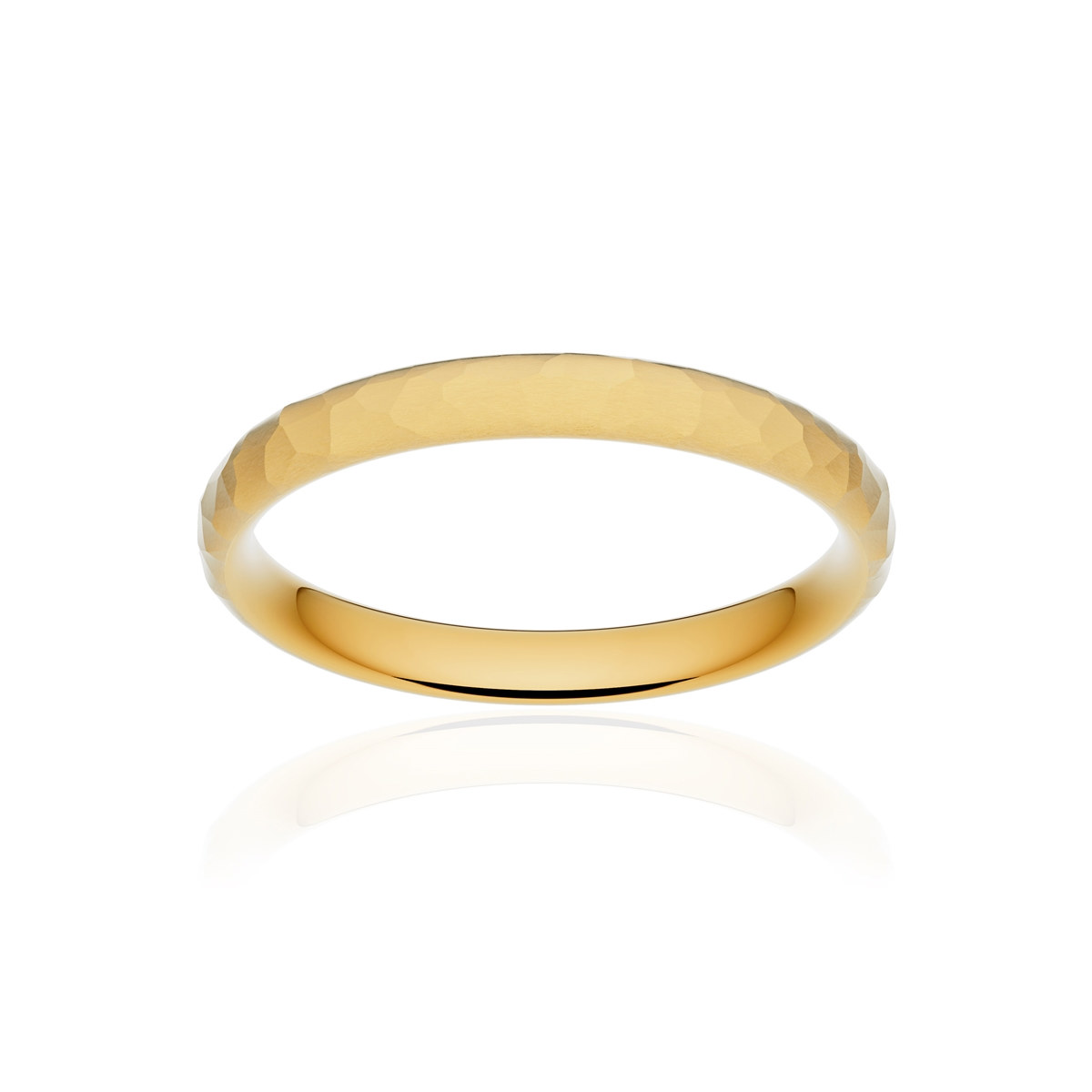 Alliance or 375 jaune martelé ruban confort 3mm