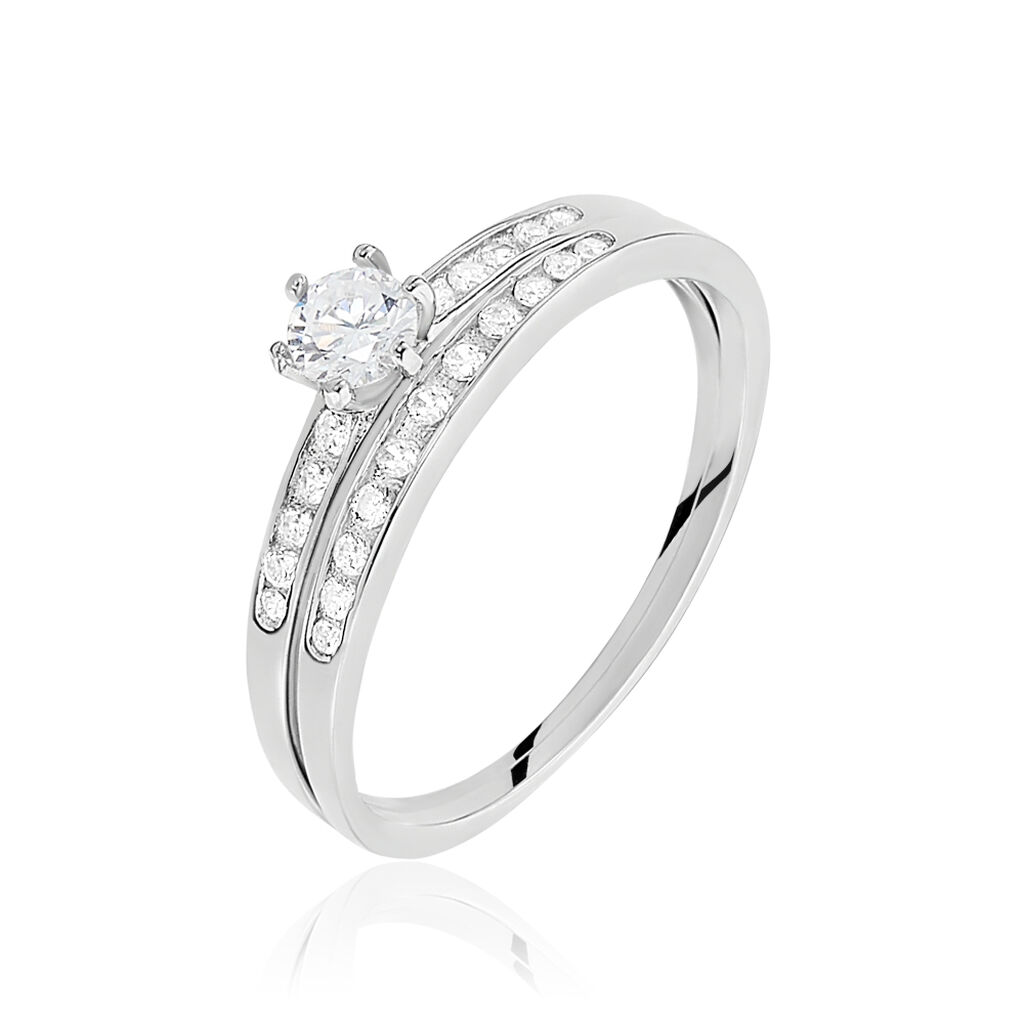 Bague Solitaire Maella Argent Blanc Oxyde De Zirconium