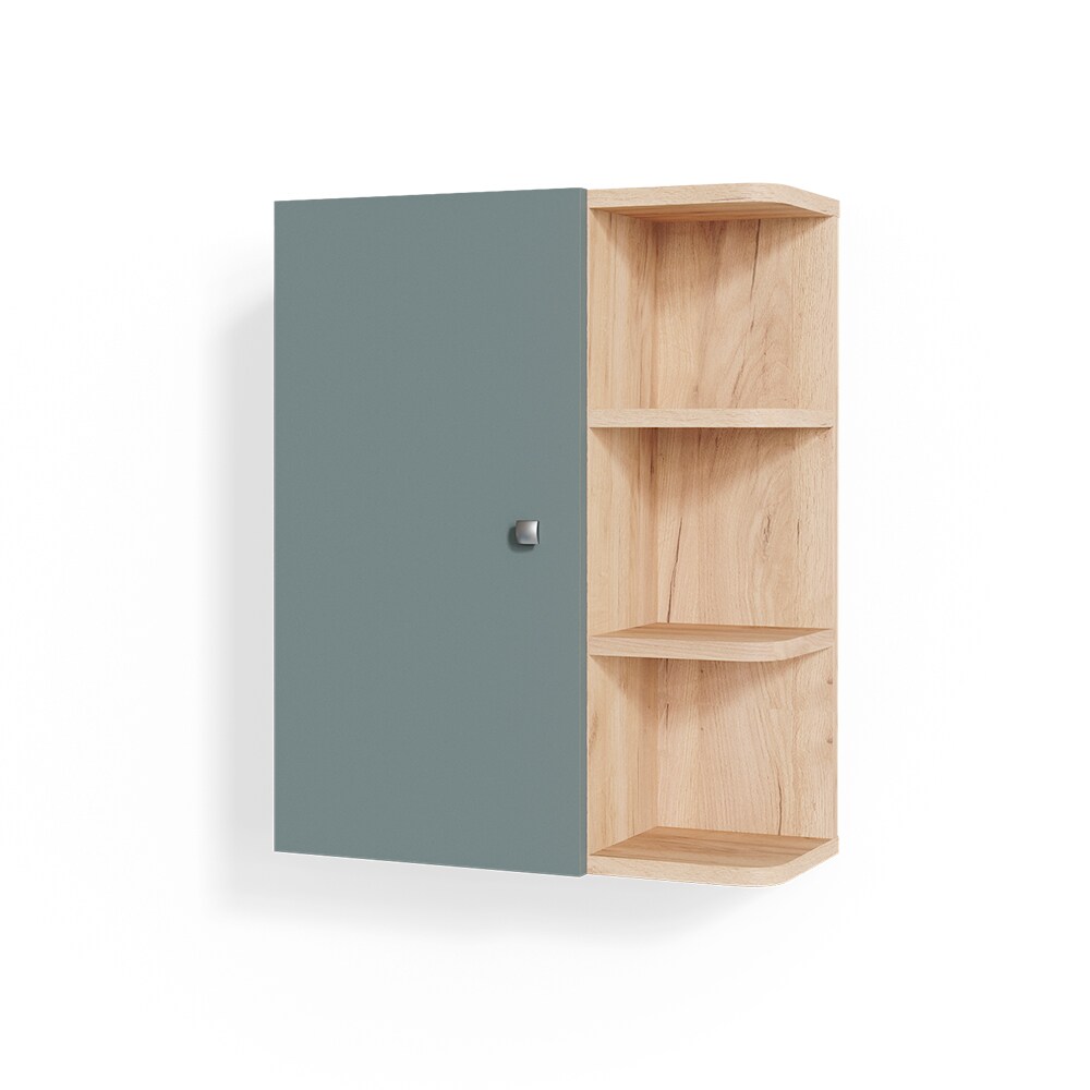 Vicco Hängeschrank Badschrank Badezimmerschrank Fynn Eiche Grün Ablagen Regal