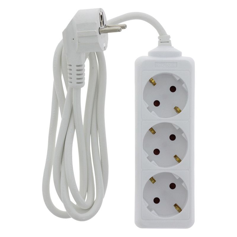 Tafelcontactdoos 3V RA 1,5m H05VV-F3G1,0 Wit