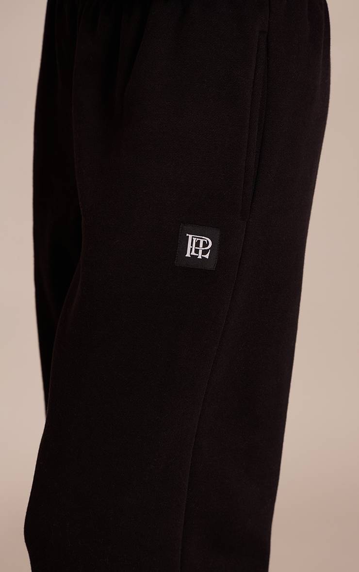 Noir Joggers PLT À Cordon Avec Poignets À Patte