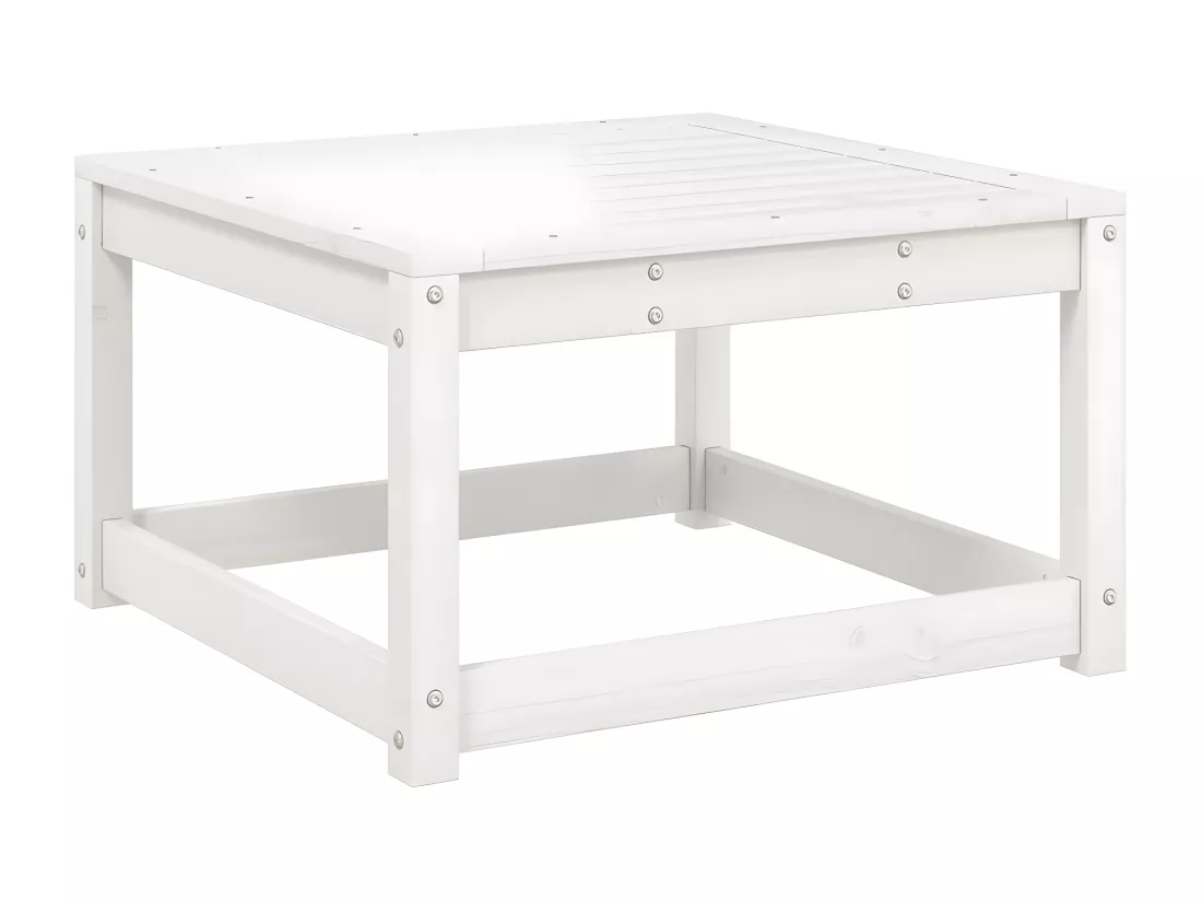Repose-pied de jardin blanc bois de pin massif
