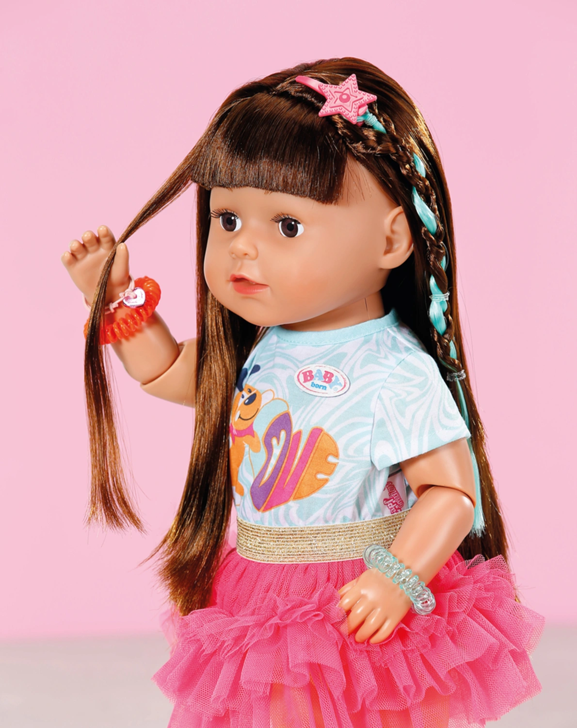 BABY born® Puppe SISTER PLAY & STYLE (43cm) in brunette