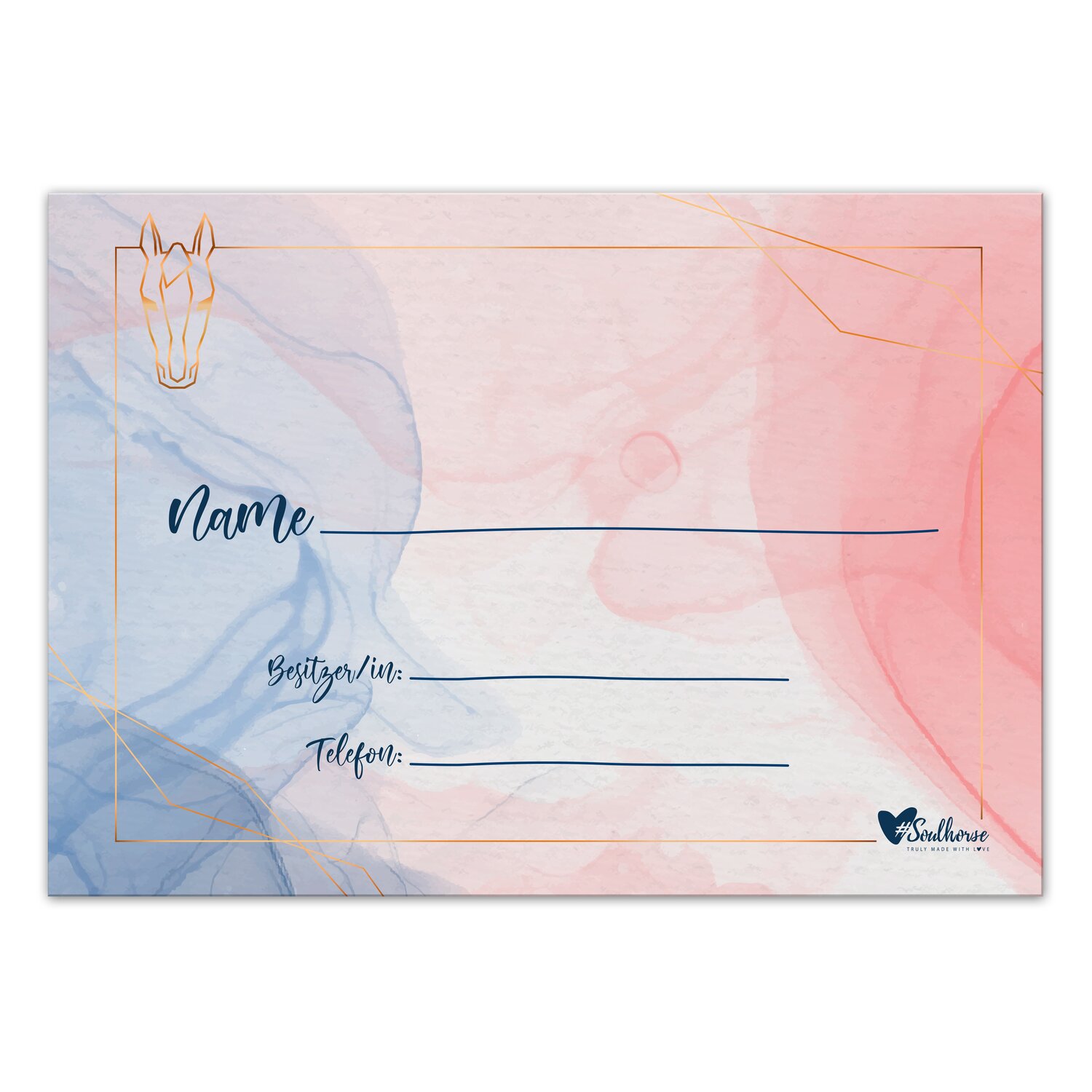 Soulhorse Boxenschild beschreibbar  - Aqua rosa - A4