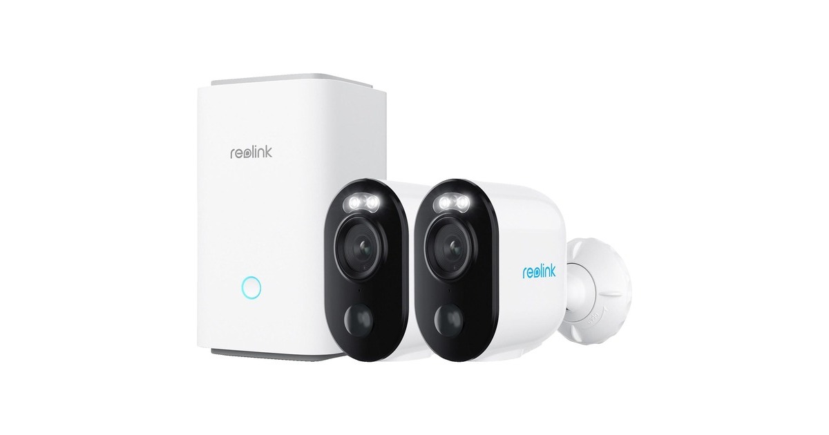 ReolinkHub 1 met 2x Argus Series B310 beveiligingscamera  (Wit, 3 MP | WLAN | kleurennachtzicht)