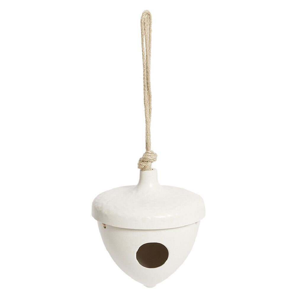 Nichoir oiseau forme gland Ø16,4xH18,7cm fibre de bambou blanc