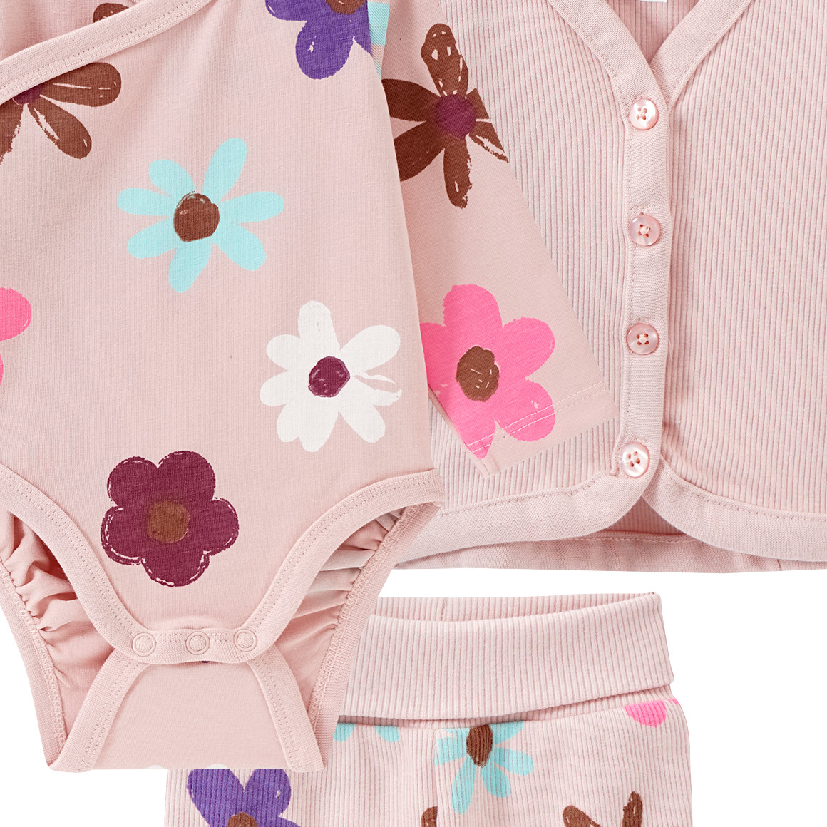 Topomini Pure Collection Newborn Jacke, Hose, Body und Mütze im Set rosa
