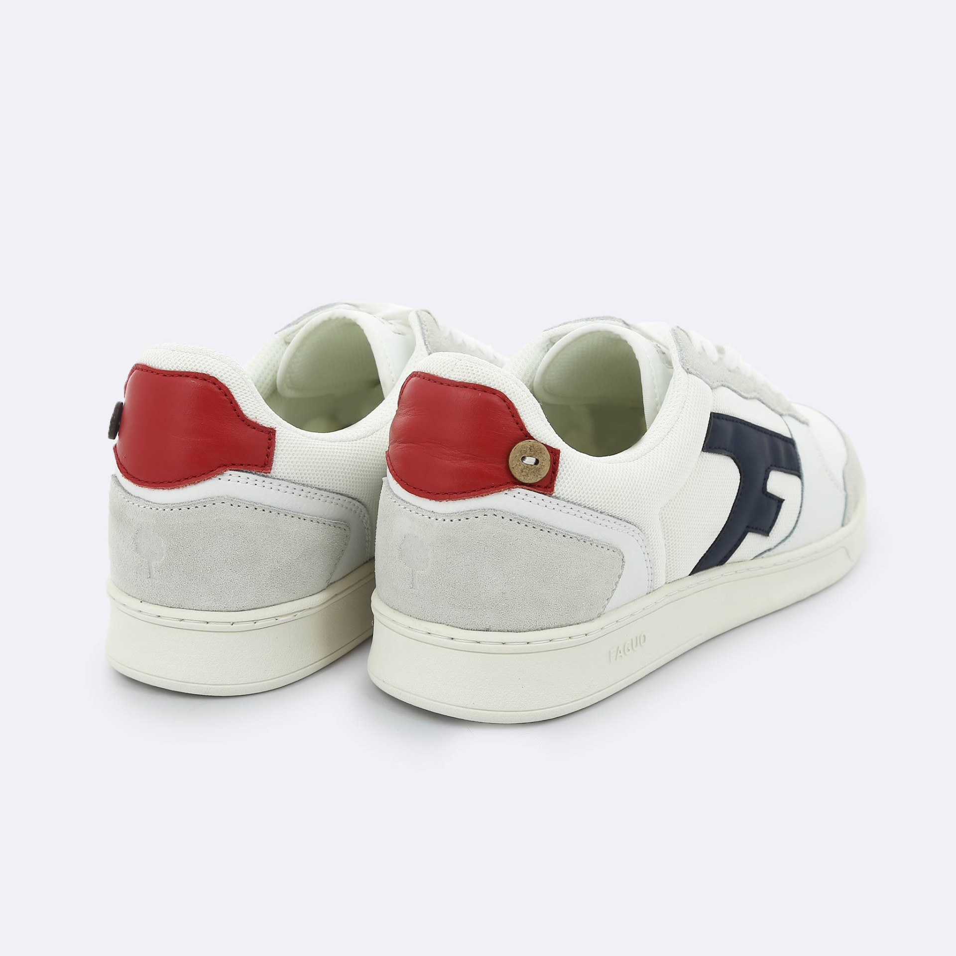 Baskets blanche & marine polyester recyclé et suède - modèle Hazel