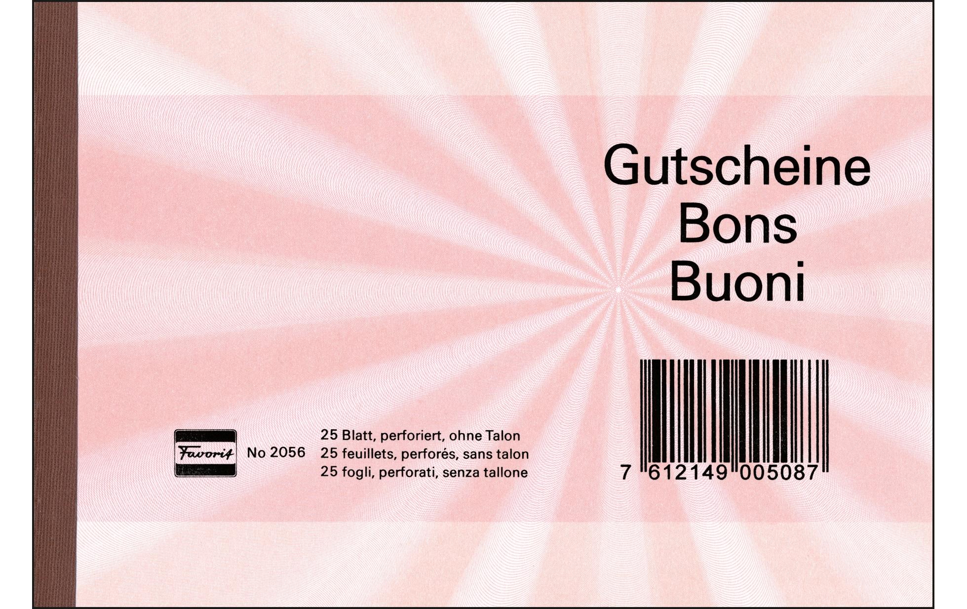 Gutschein A6 quer 25 Blatt, RotFavorit Gutscheine A6 Rot 25 Blatt, 2056 Rot