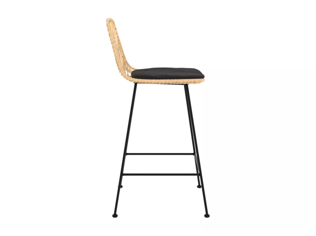 Lot de 2 chaises pour îlot central 66 cm en rotin naturel et noir - Tamara