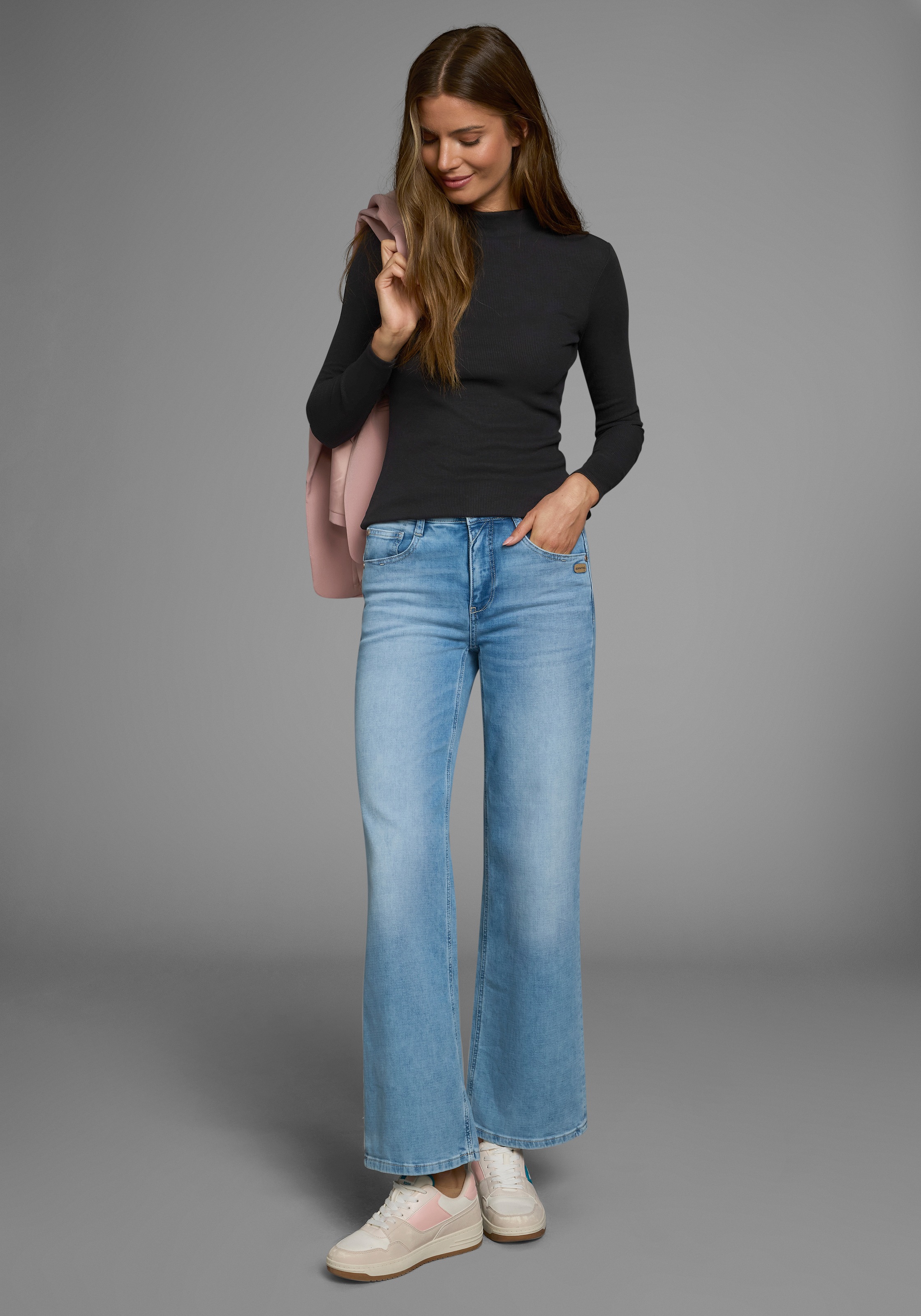 AJC Langarmshirt , langärmelig,  Basic-Stil,  Stehkragen,  ideal für Büro und Freizeit