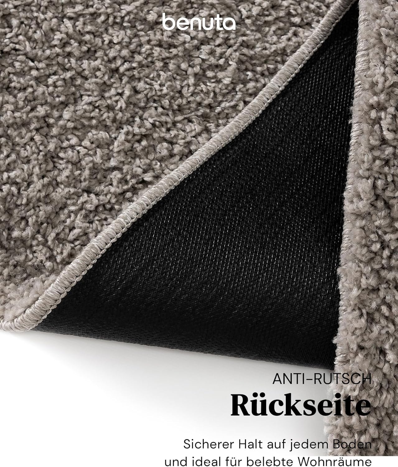 benuta Basic Hochflorteppich Teppich Wohnzimmer Sohari - Hellgrau 250x300 cm - Minimalistischer Look - Weich & Waschbar - Für Schlafzimmer, Flur oder Esszimmer - Geeignet für Fußbodenheizung
