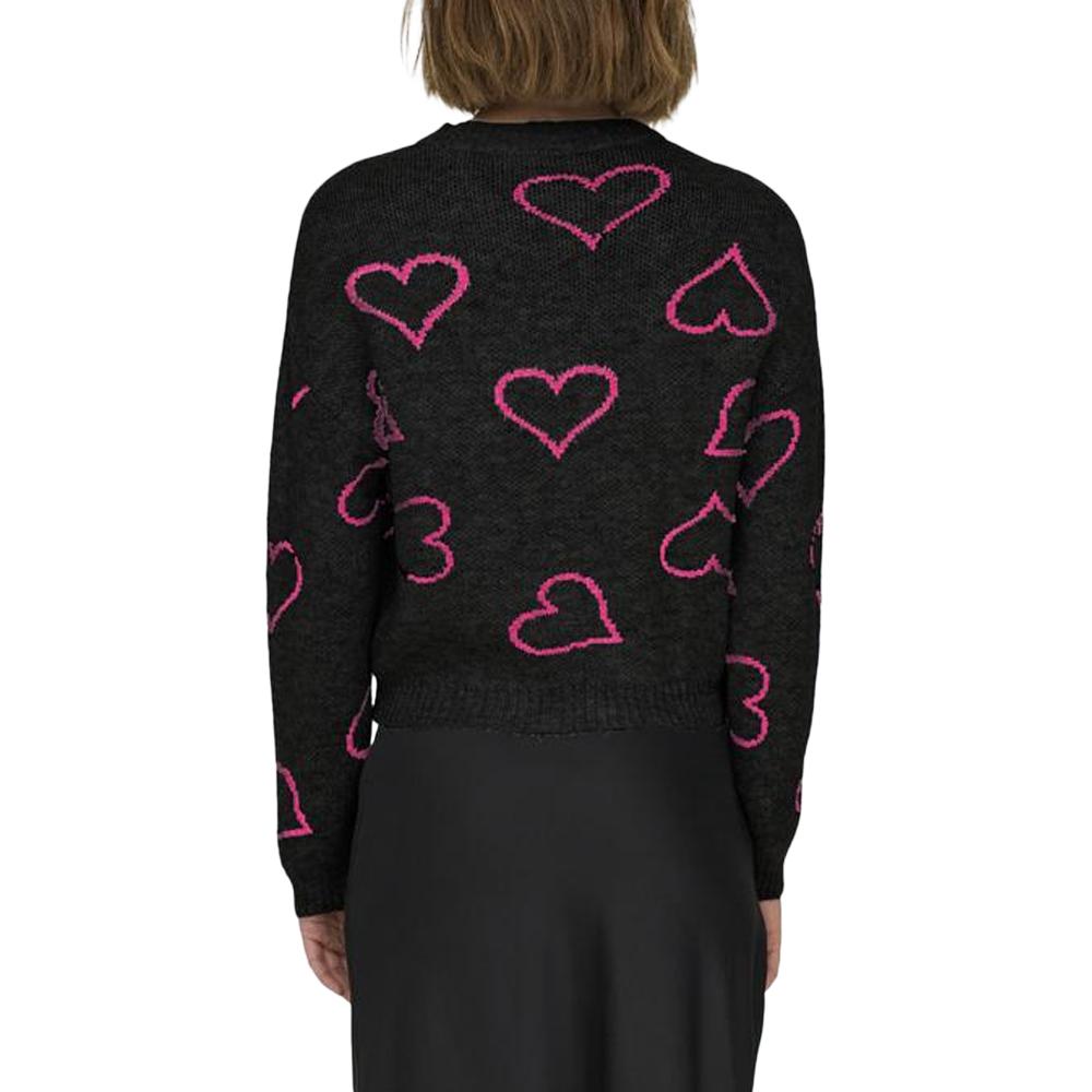 Only Pull Noir/Rose Coeur Femme Only Happie