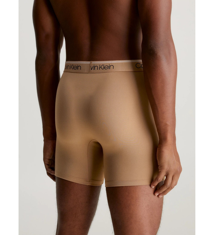 Conjunto com 3 Cuecas Boxer Longas Calvin Klein - Azul, Marrom, Preta