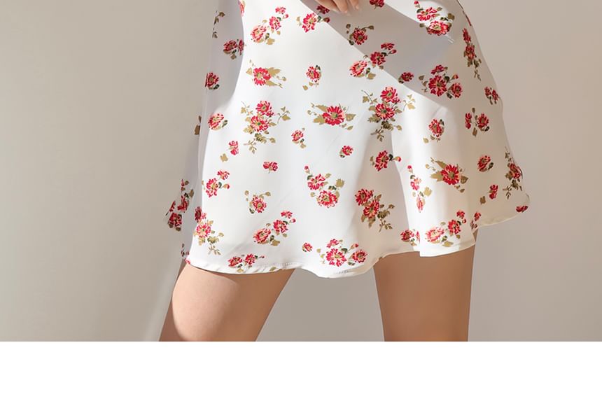 Honmizz - Mini A-lijn zomerjurk met spaghettibandjes en bloemenprint