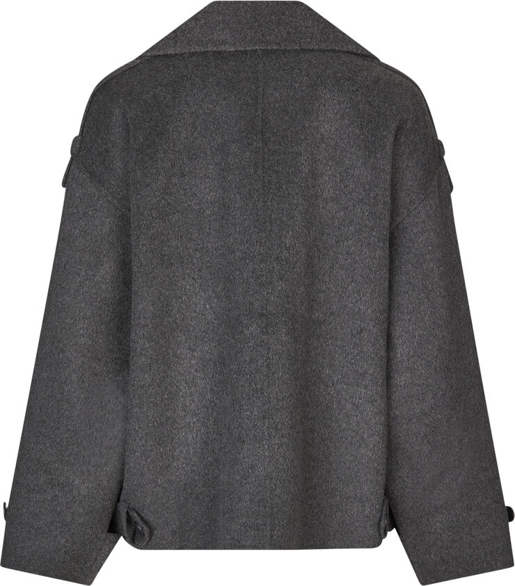 Second Female Walance Wool Short Jacket Dark grey melange