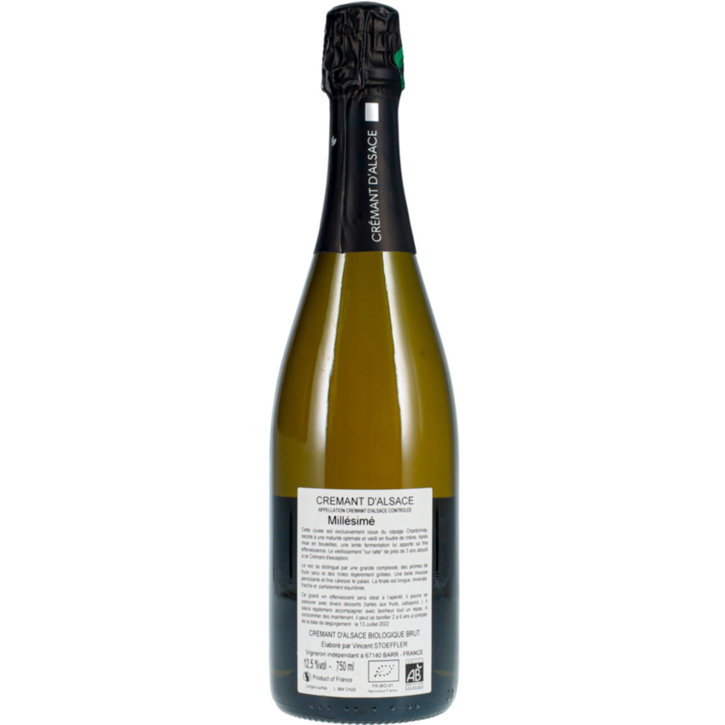 Crémant Crémant d'Alsace AOP Brut Millésimé Vincent Stoeffler -75cl