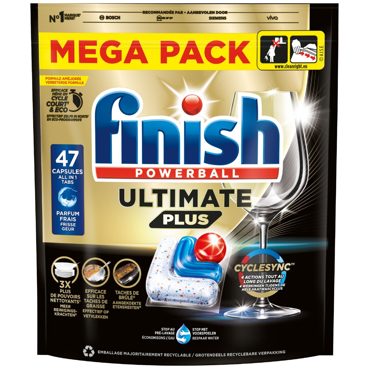 Finish Ultimate Plus Vaatwastabletten Regular (47 tabletten)