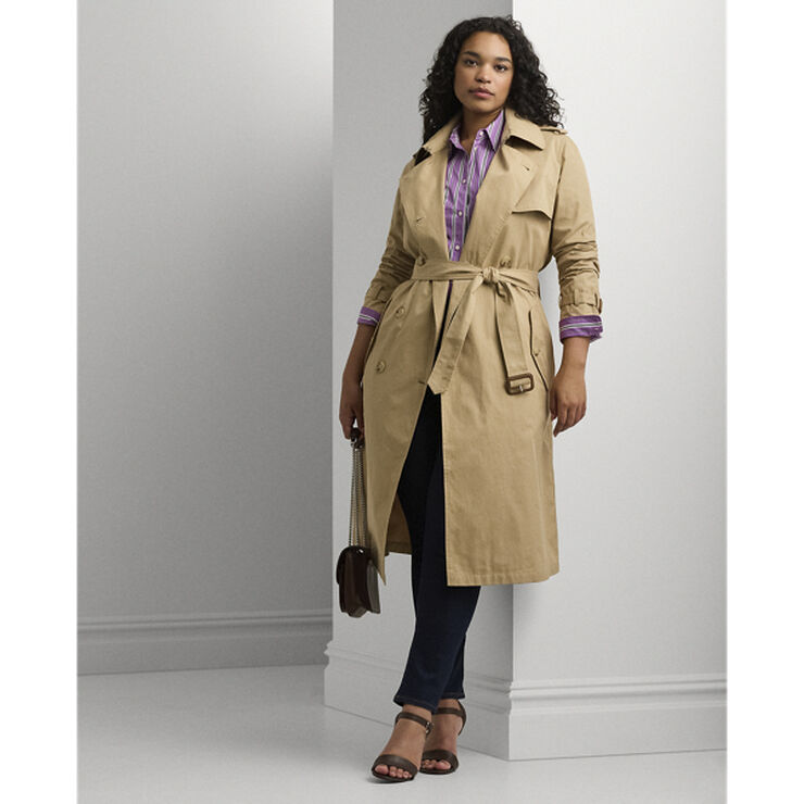 Lauren Ralph Lauren Water-Repellent Belted Twill Trench Coat Birch tan