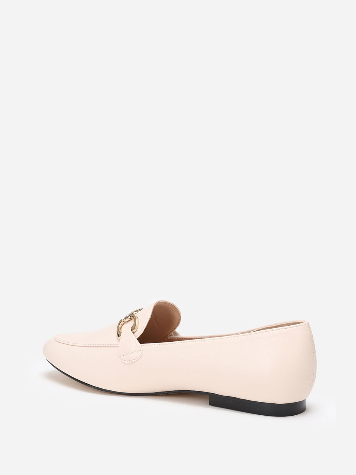 Mocassins à bride chaîne et strass- Beige