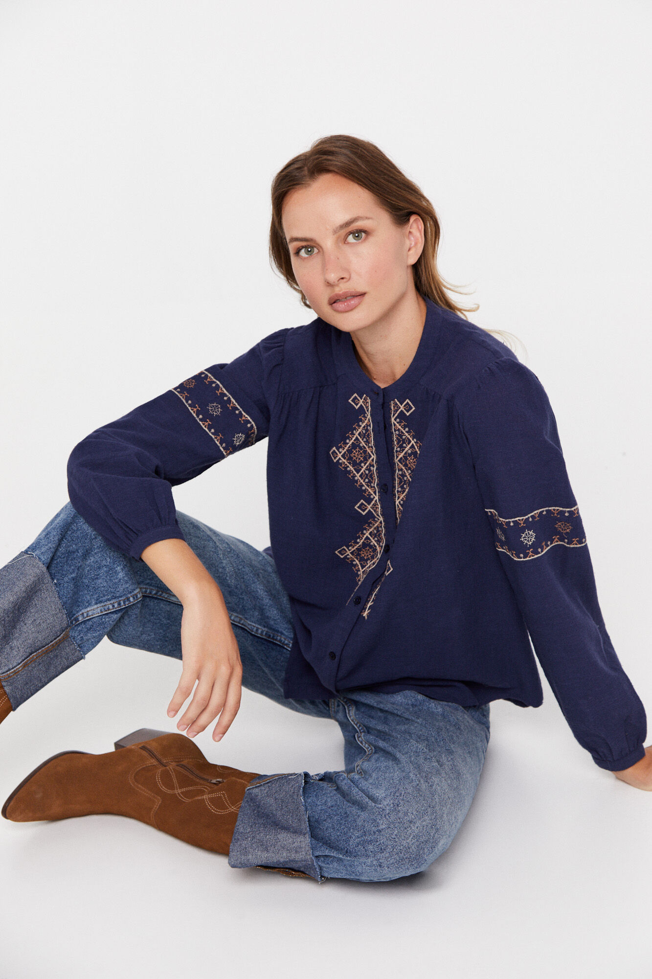 Blusa de algodão BCI - Azul Marinho