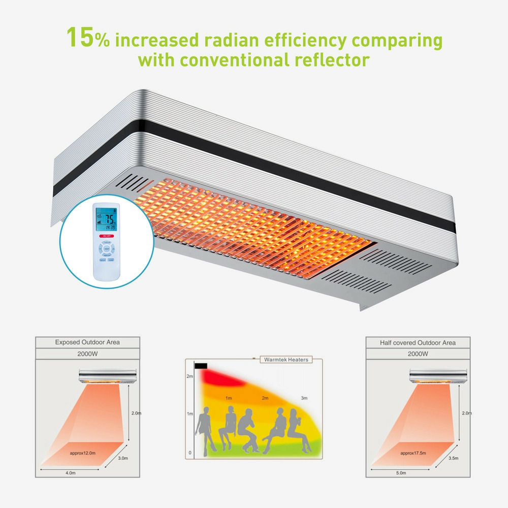 Chauffage de terrasse infrarouge argente 2000w sined caldo i box
