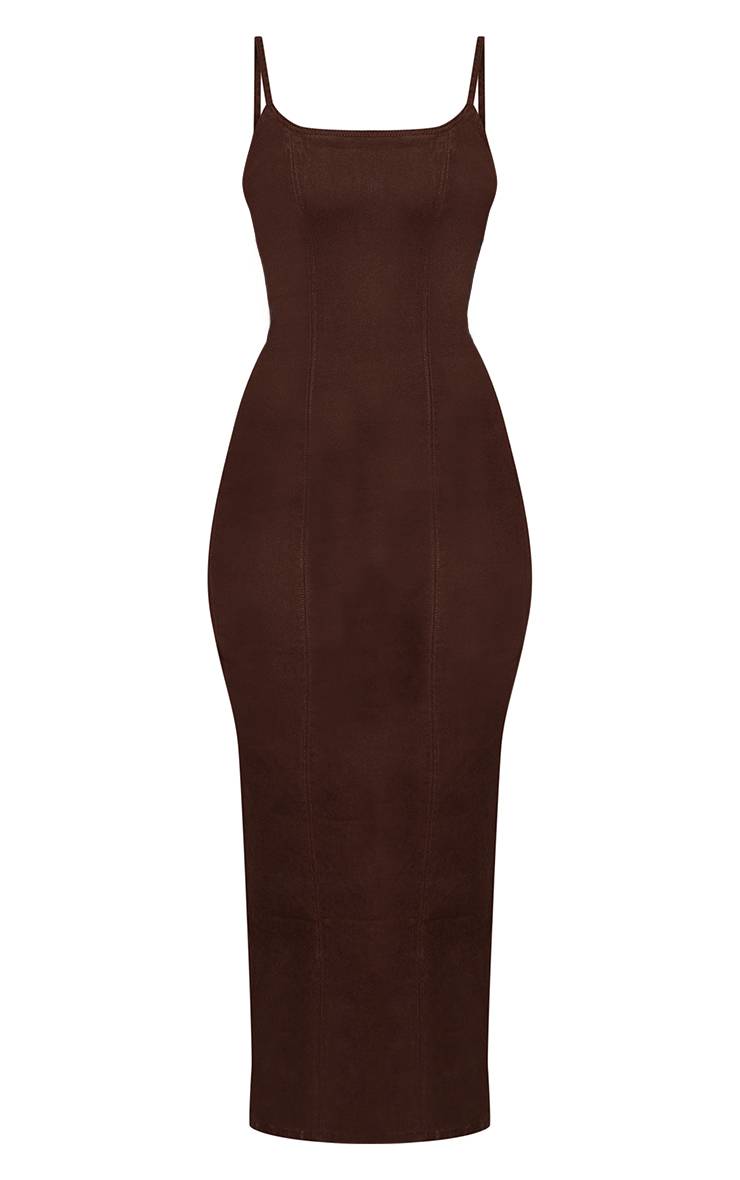 Chocolat Robe Longue En Denim À Bretelles Fines